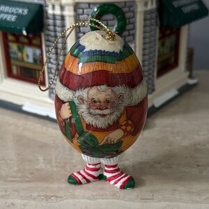 Vintage Santa Claus Holiday Egg Ornament